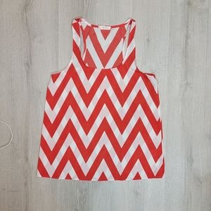 Everly medium Red & White Scoopneck Pullover Chevron polyester tank [23]